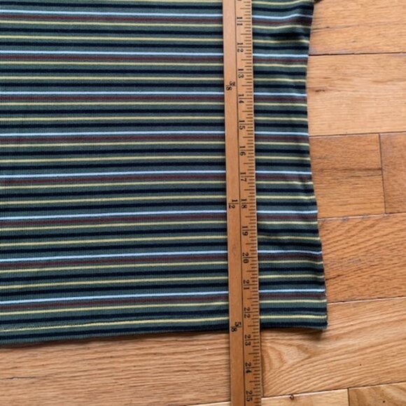 No Boundaries Ribbed Striped Ringer Tee | Green Yellow Black | Size M (7–9) - Picture 4 of 7